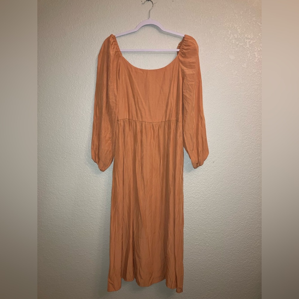 Orange Off The Shoulder Midi Dress